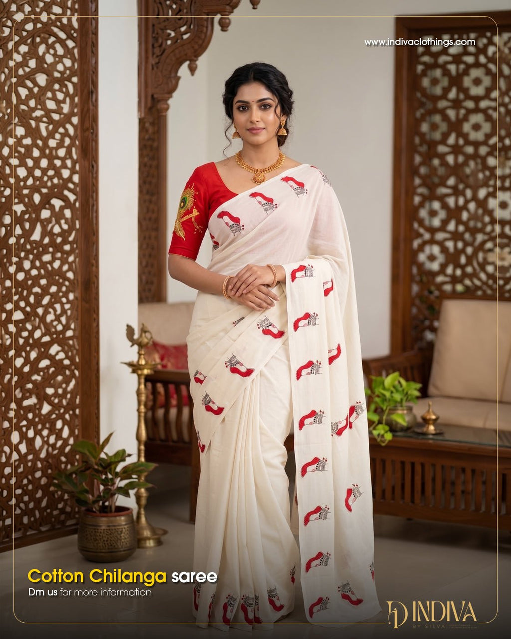Cotton Chilanga Saree - Indiva By Silva