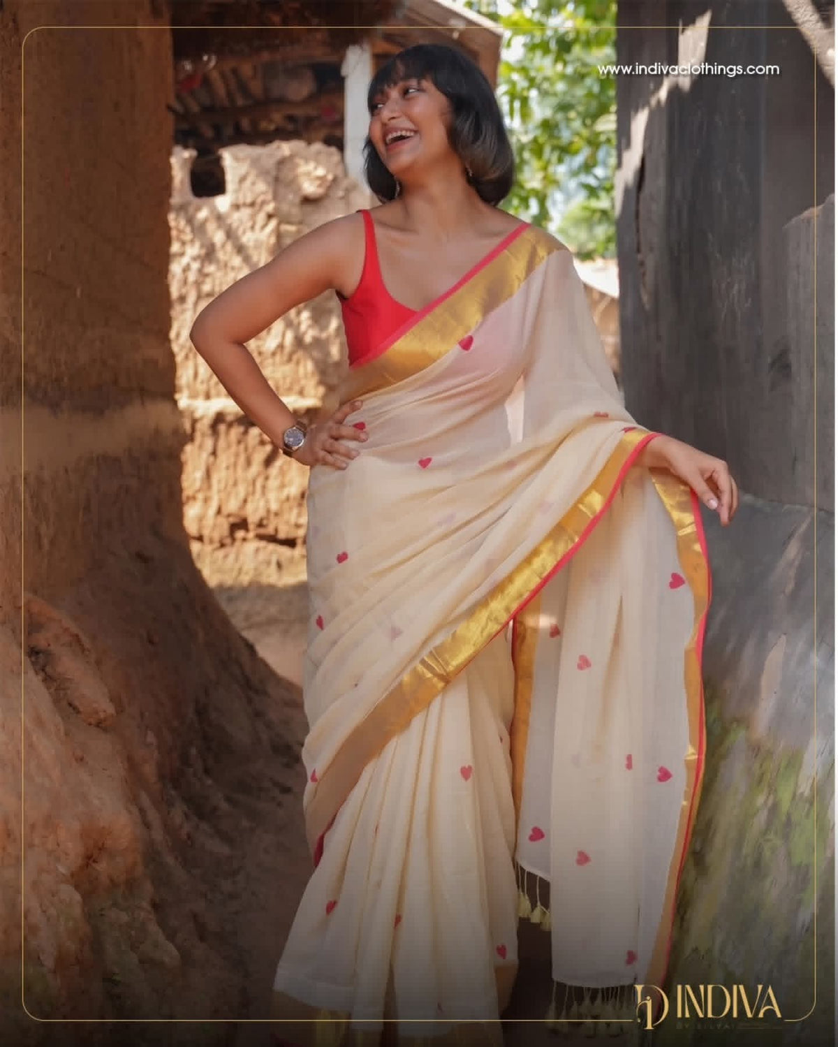Mul Cotton Saree - Indiva By Silva
