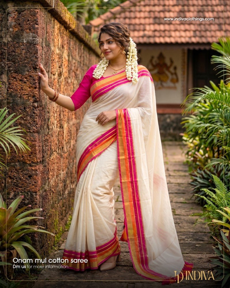 Pure Mul Cotton Saree - Indiva By Silva