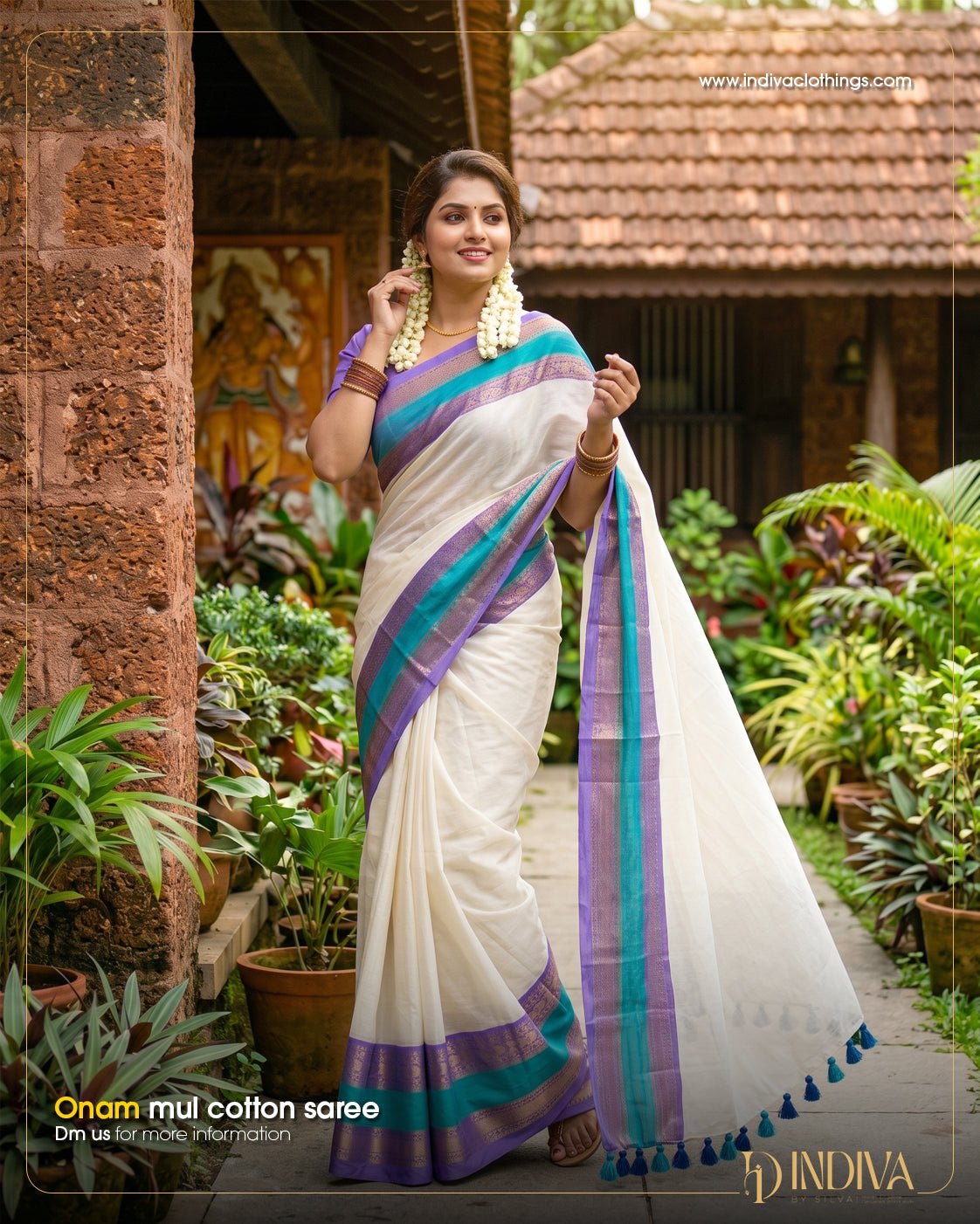 Pure Mul Cotton Saree - Indiva By Silva