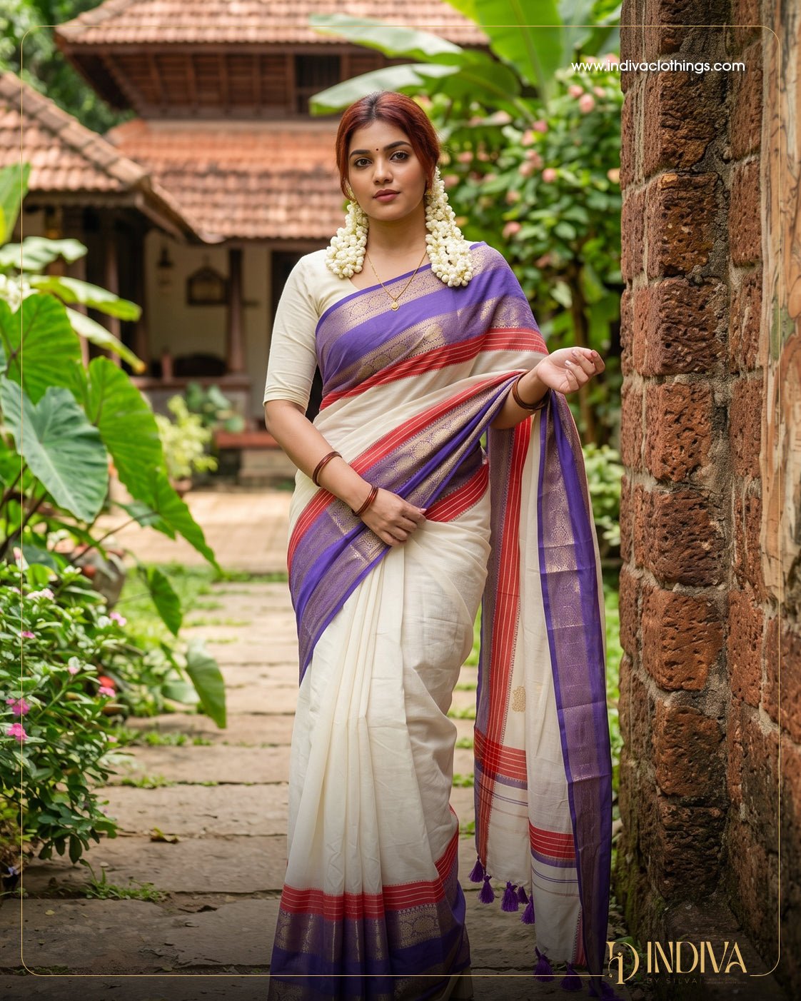 Pure Mul Cotton Saree - Indiva By Silva