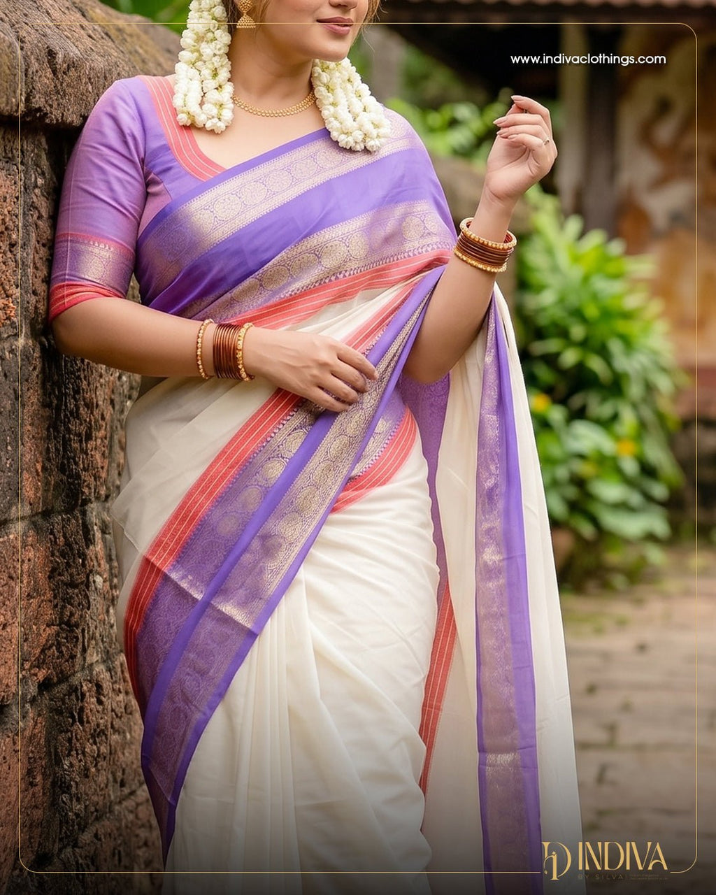 Pure Mul Cotton Saree - Indiva By Silva