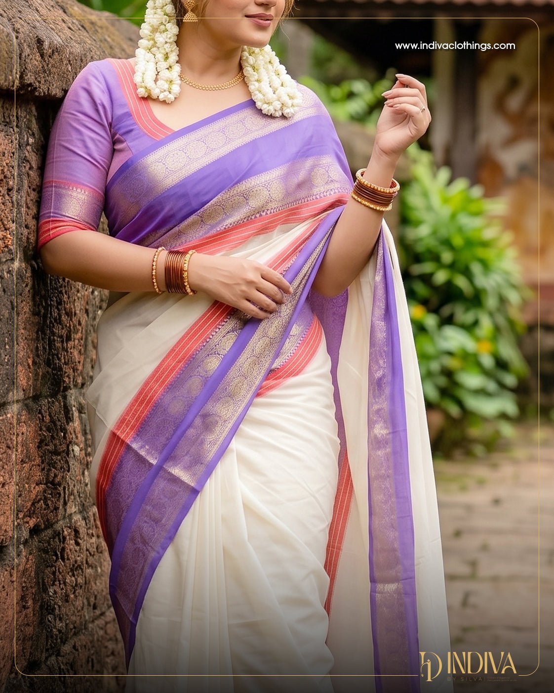 Pure Mul Cotton Saree - Indiva By Silva