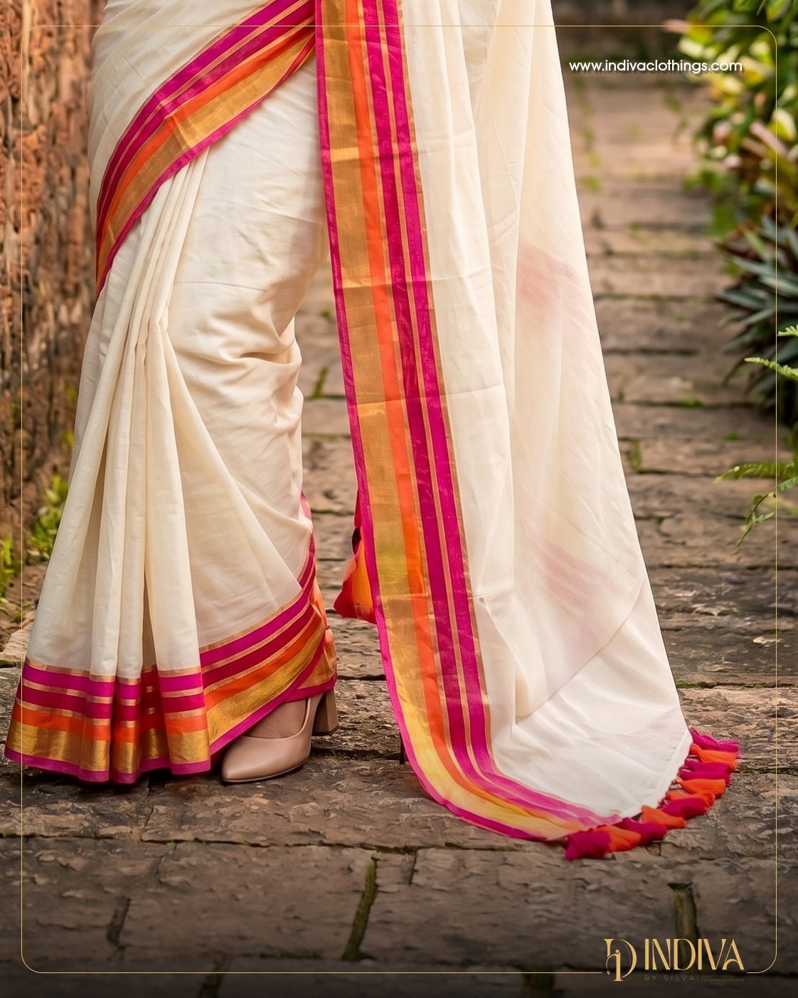 Pure Mul Cotton Saree - Indiva By Silva