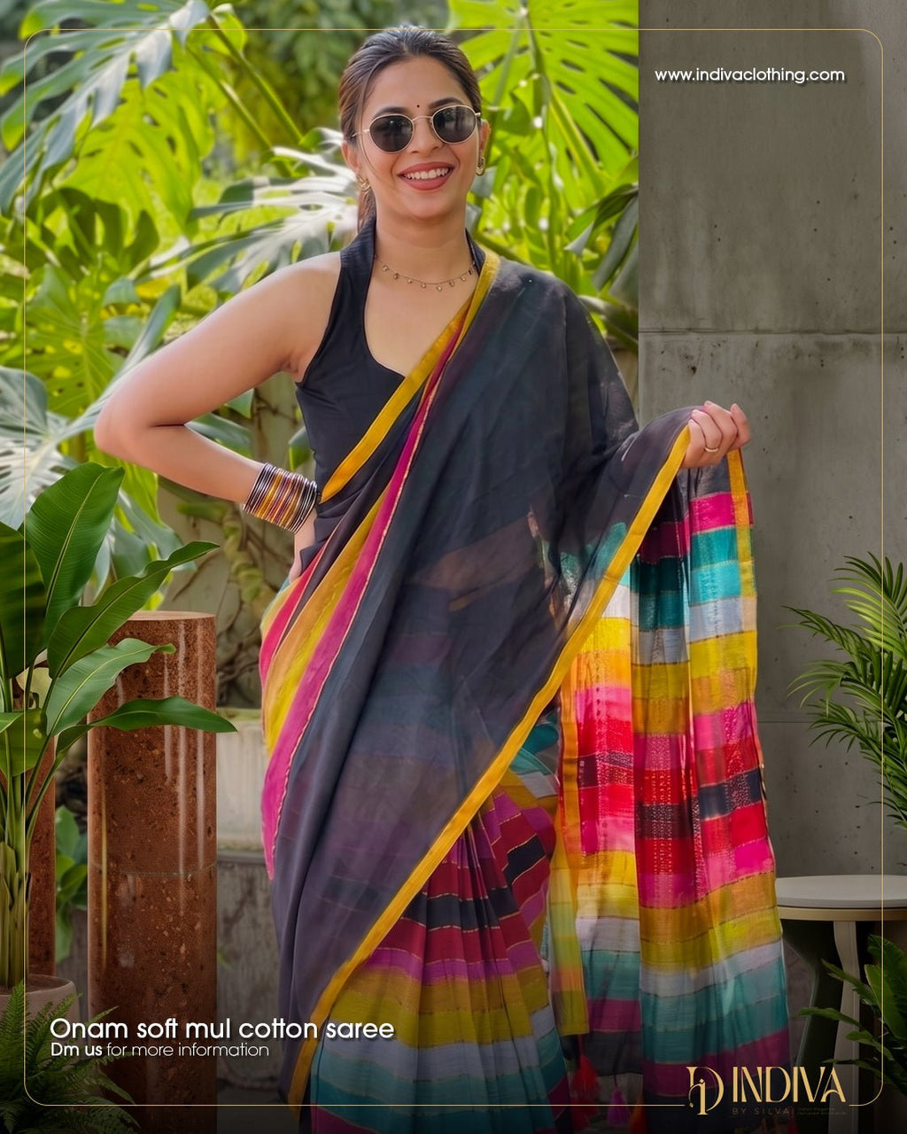 Soft Mul cotton Saree - Indiva By Silva